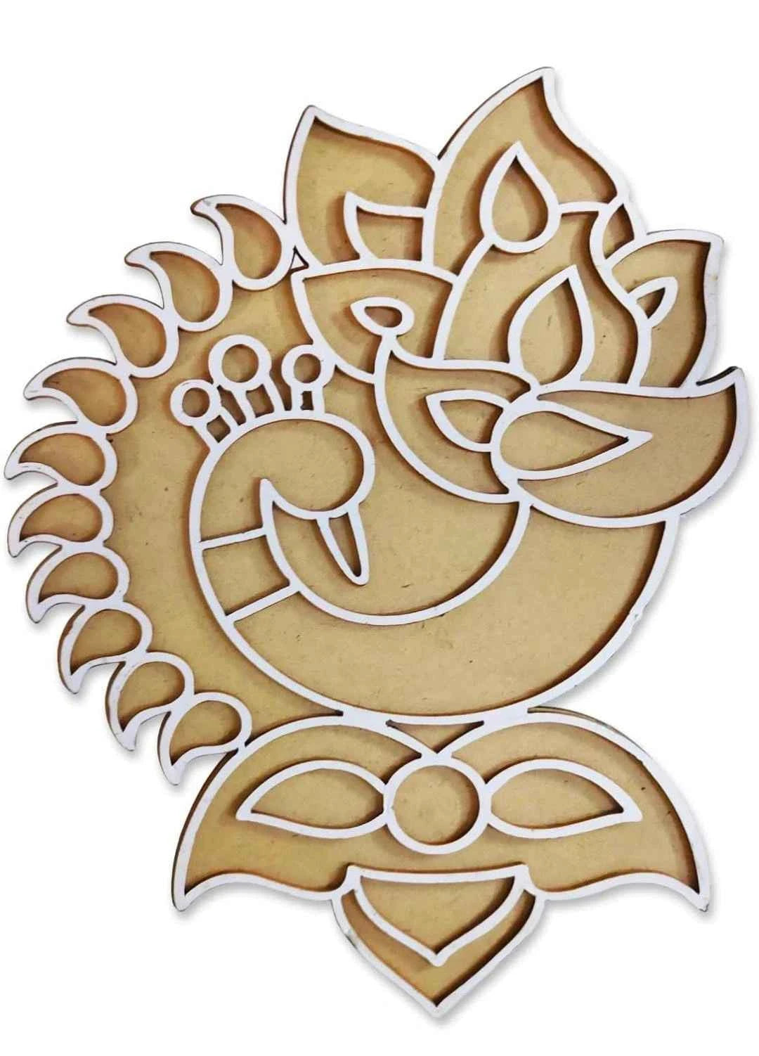 12 Inch Peacock Rangoli Stencil for Home & Pooja