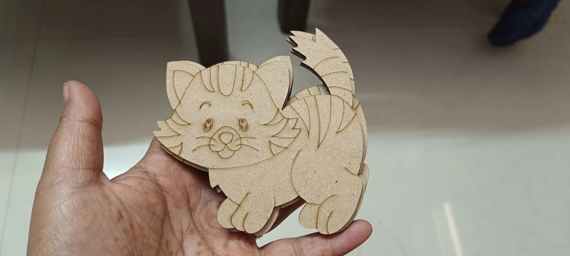 4 inch MDF cat cutout for DIY painting art and craft projects