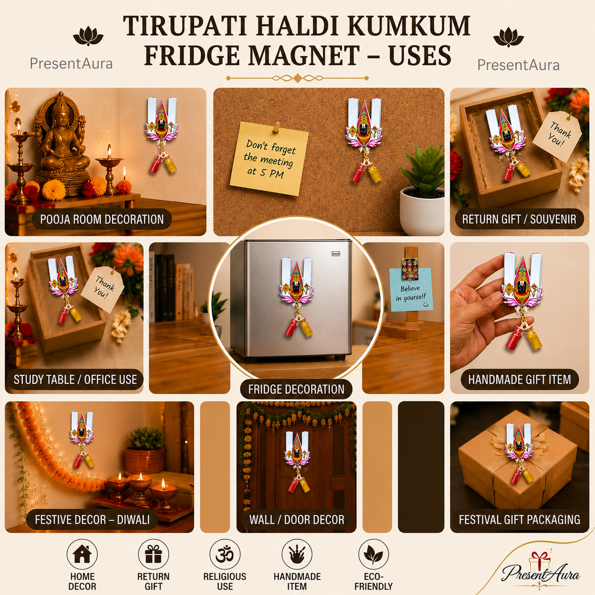 Traditional Shreenath Ji Haldi Kumkum with Magnet for Gifting