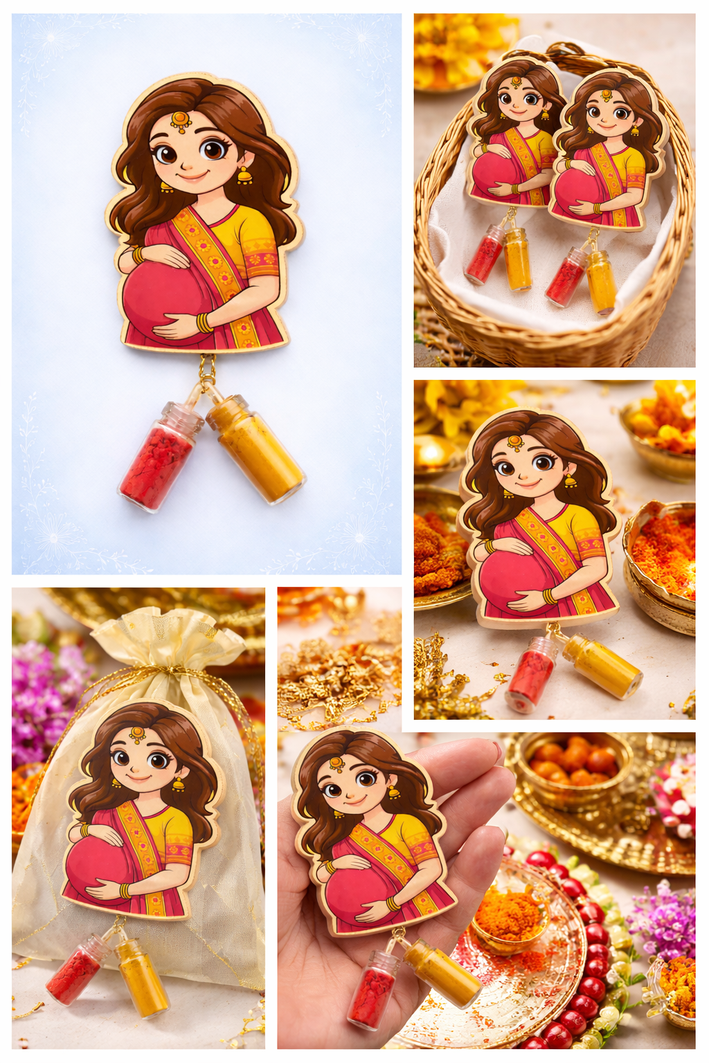Pregnant Lady Cutout with Haldi Kumkum – Godh Bharai Return Gift