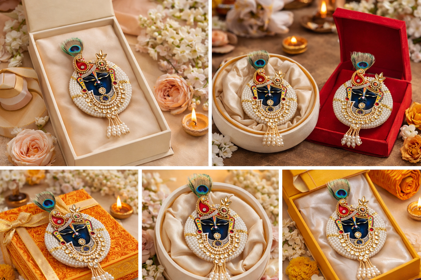 Shrinathji Brooch with Pearl & Kundan Work for Pooja and Festive Wear