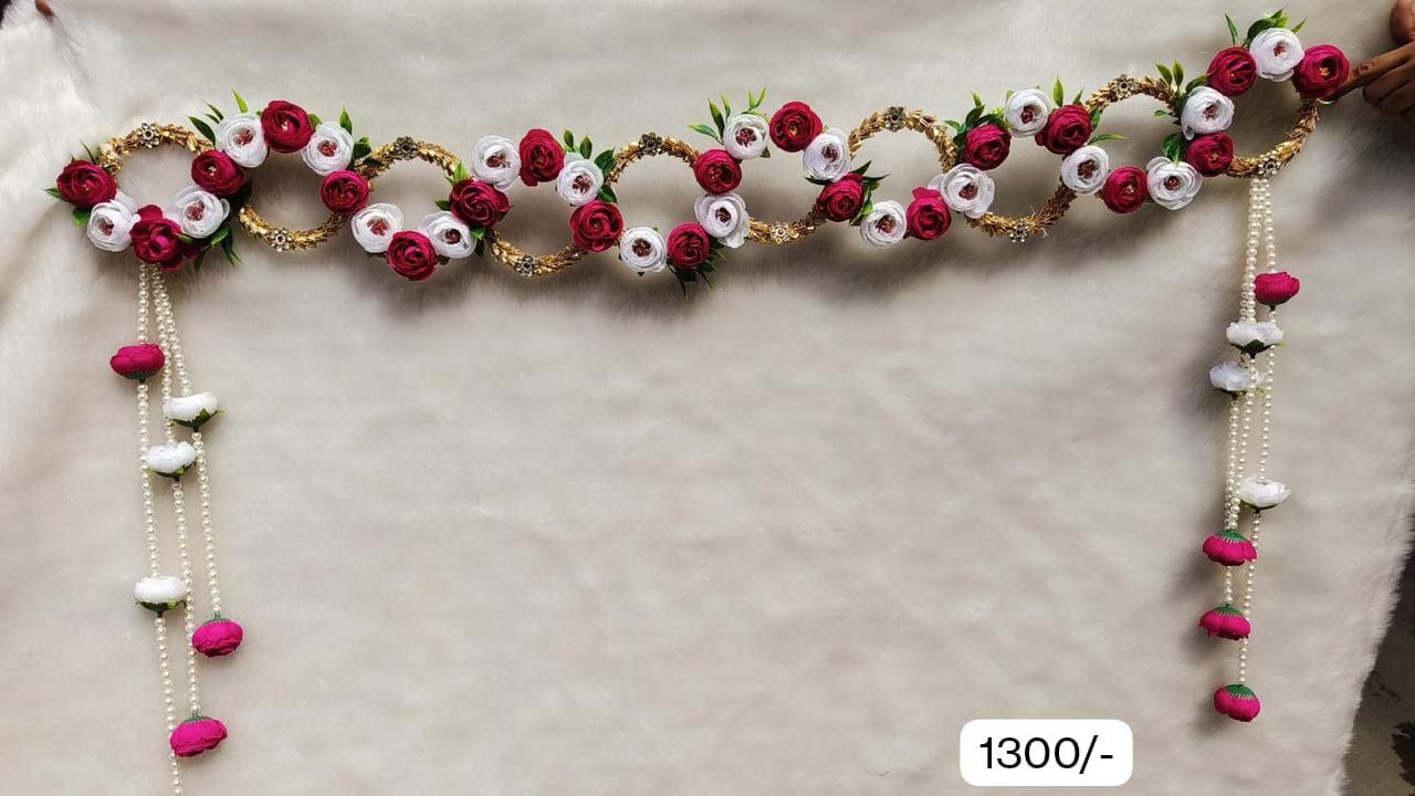 Pearl and colorful rose design bandarwal for wedding and festive door decoration