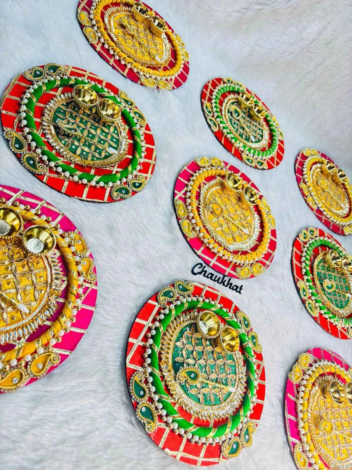 Beautiful roli chawal plate for tilak during Raksha Bandhan and religious puja