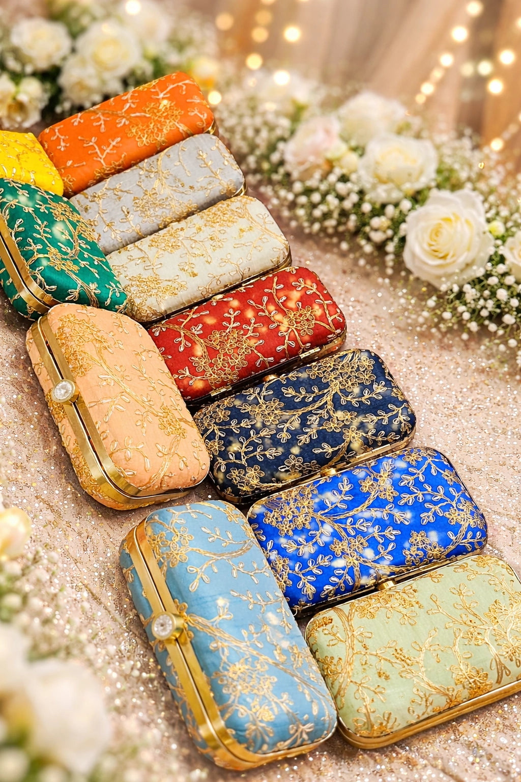 Beautiful designer clutch bag for bridal wedding gifts, perfect for bridesmaids, wedding favors and festive occasions