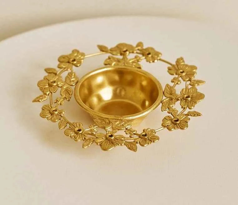 Decorative Golden Metal Urli for Entrance and Pooja Decor
