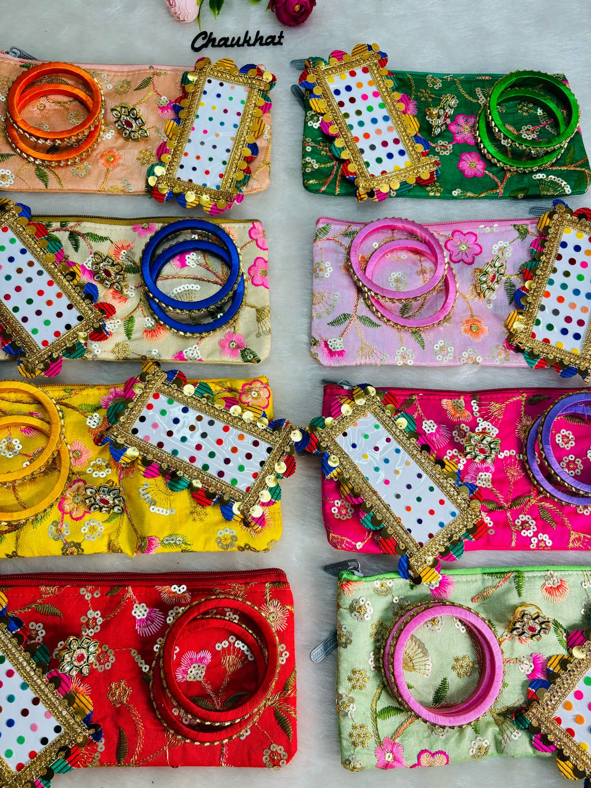 Traditional hand pears with bindi and kangan used for Indian wedding rituals and décor