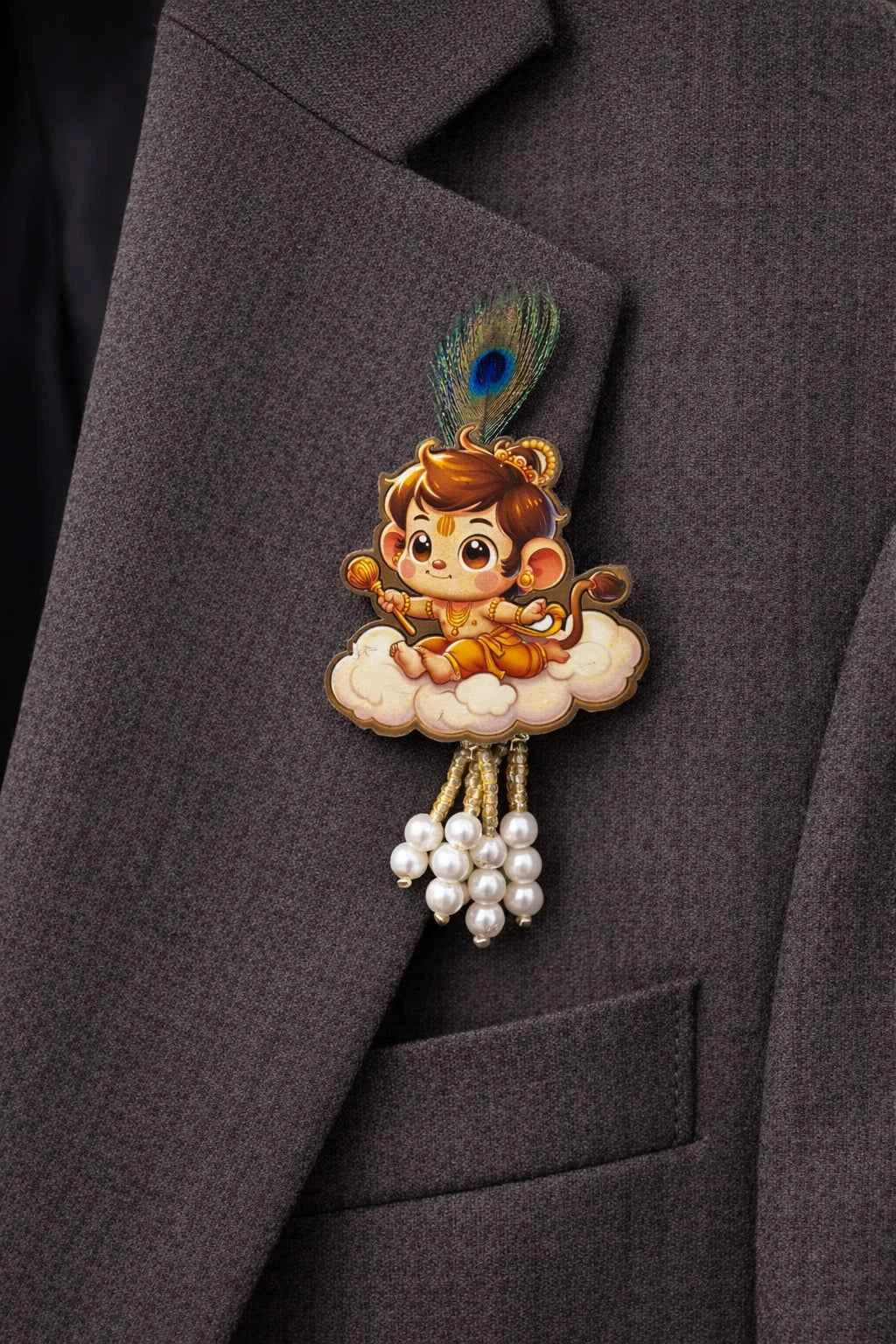 Hanuman Jayanti Bajrangbali Brooch Pin for Kurta, Saree & Blazer