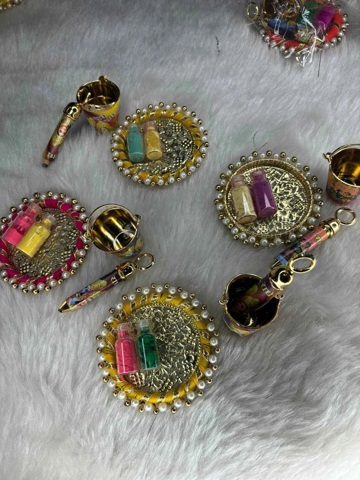 Krishna Holi Celebration Set with Balti, Pichkari and Gulal Bottles