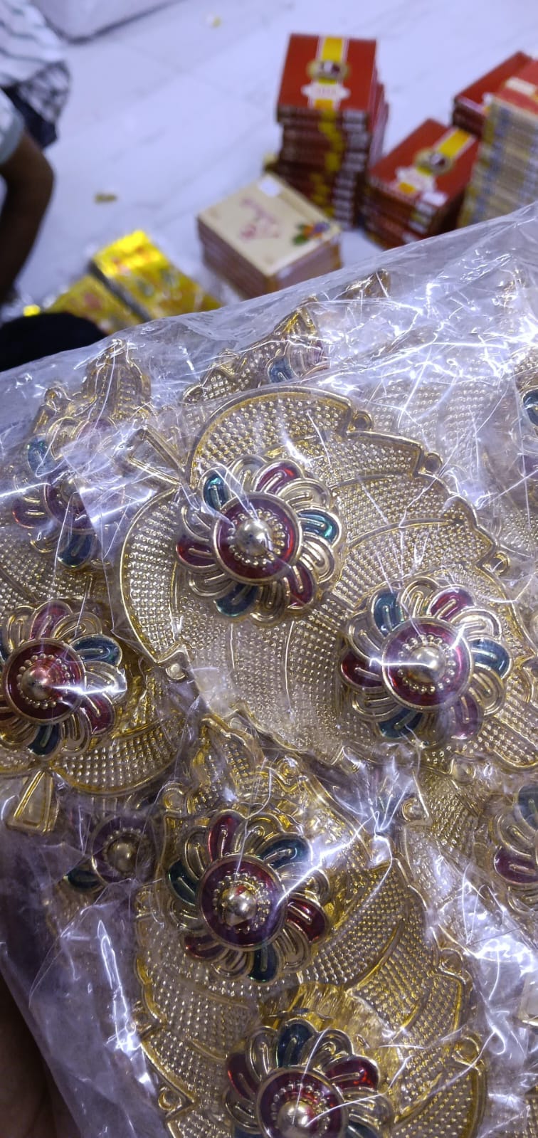Leaf design roli chawal plate used for Indian wedding and puja rituals