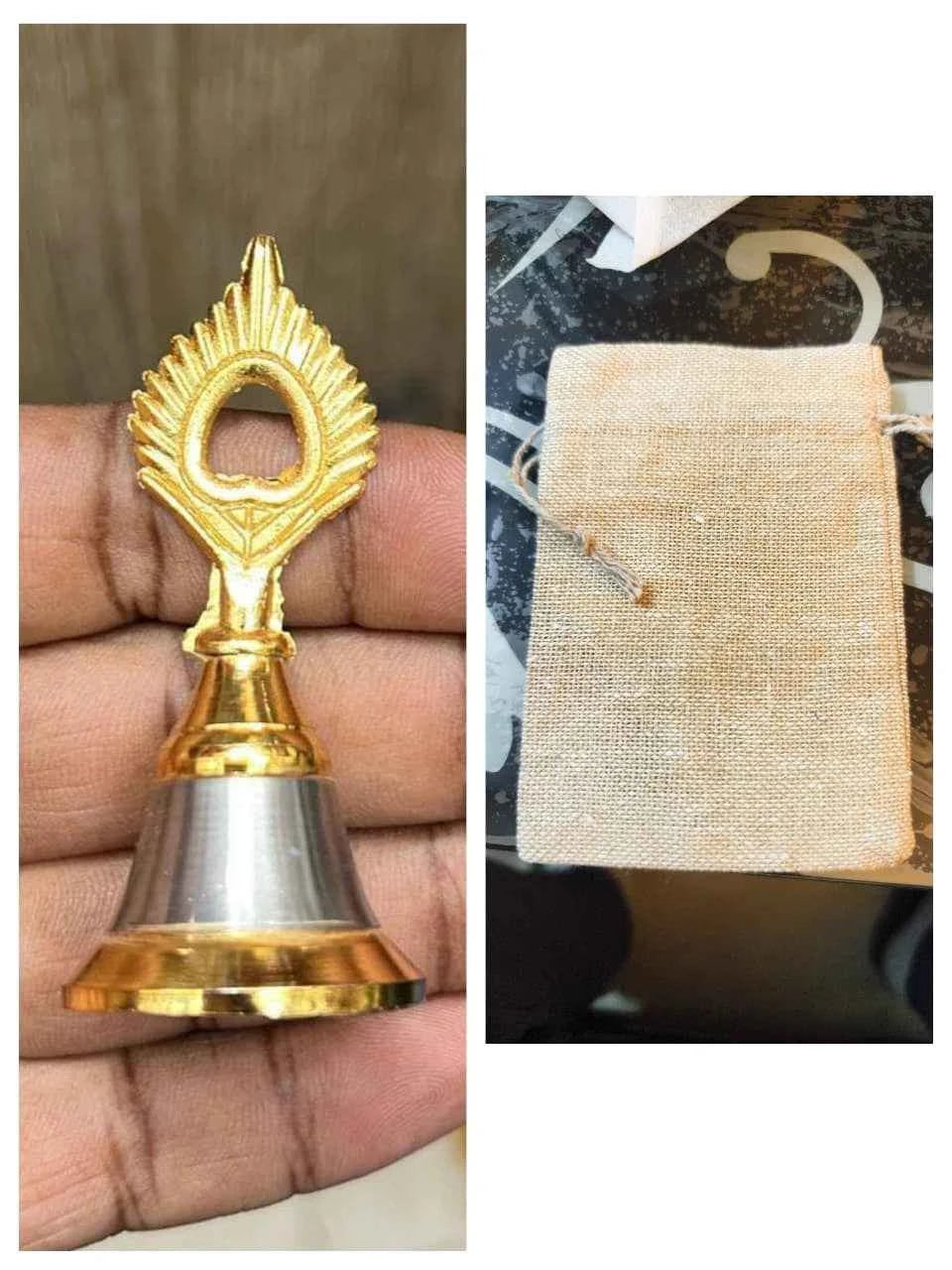 Morpankh Bell in Eco Friendly Jute Bag for Puja & Gifting