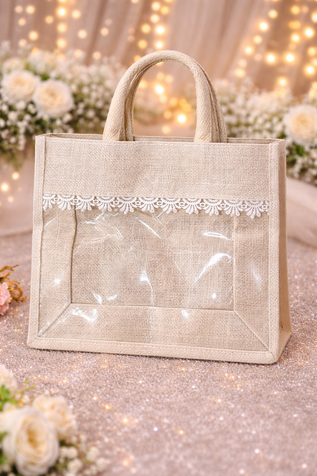 Eco friendly natural jute bag perfect for wedding return gifts and corporate gift hampers