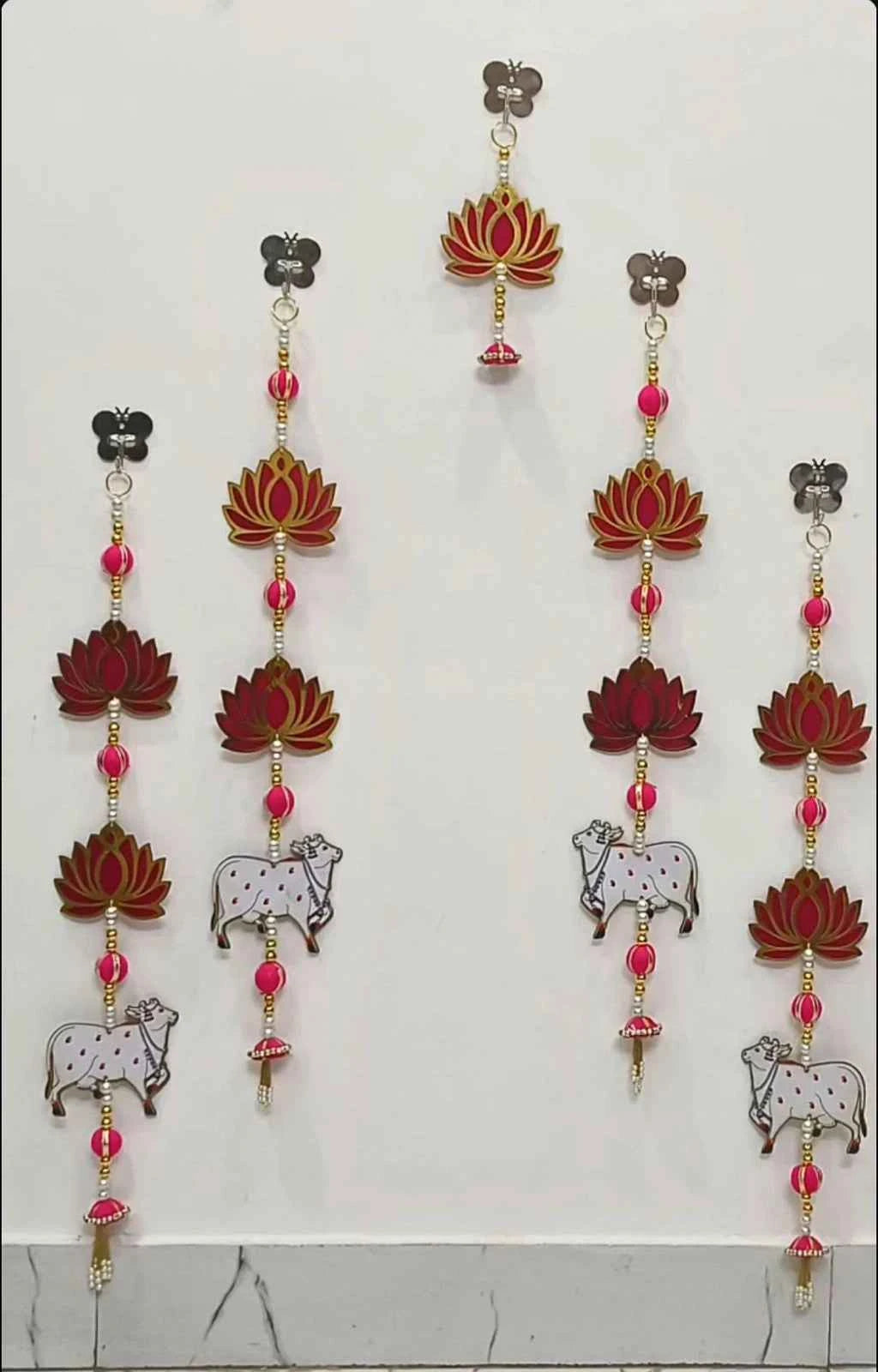 Pichwai Cow and Lotus Design Wall Hanging for Home Decor