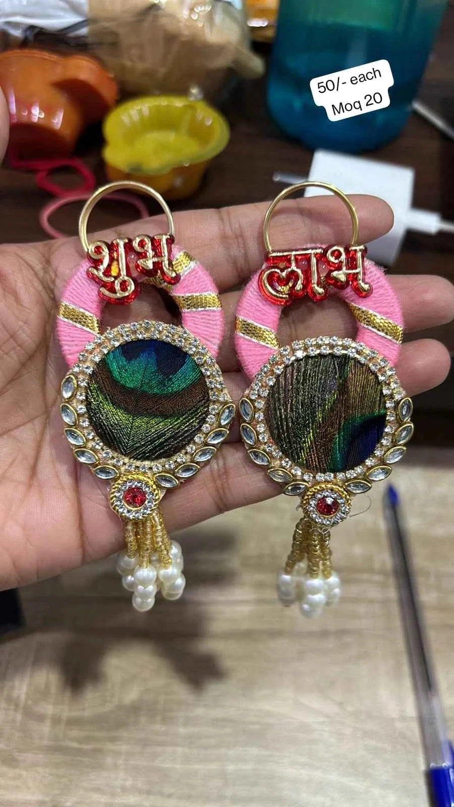 Mor Pankh Shubh Labh for Main Door | Premium Handmade Auspicious Decor