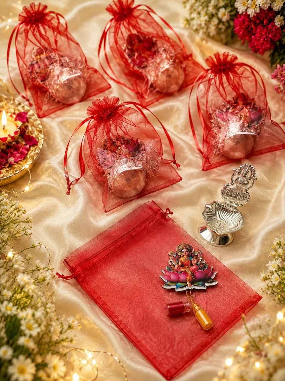 Premium Varalakshmi Puja Gift Set | Haldi Kumkum, Lakshmi Diya & Potli | Luxury Varalakshmi Gift Hamper