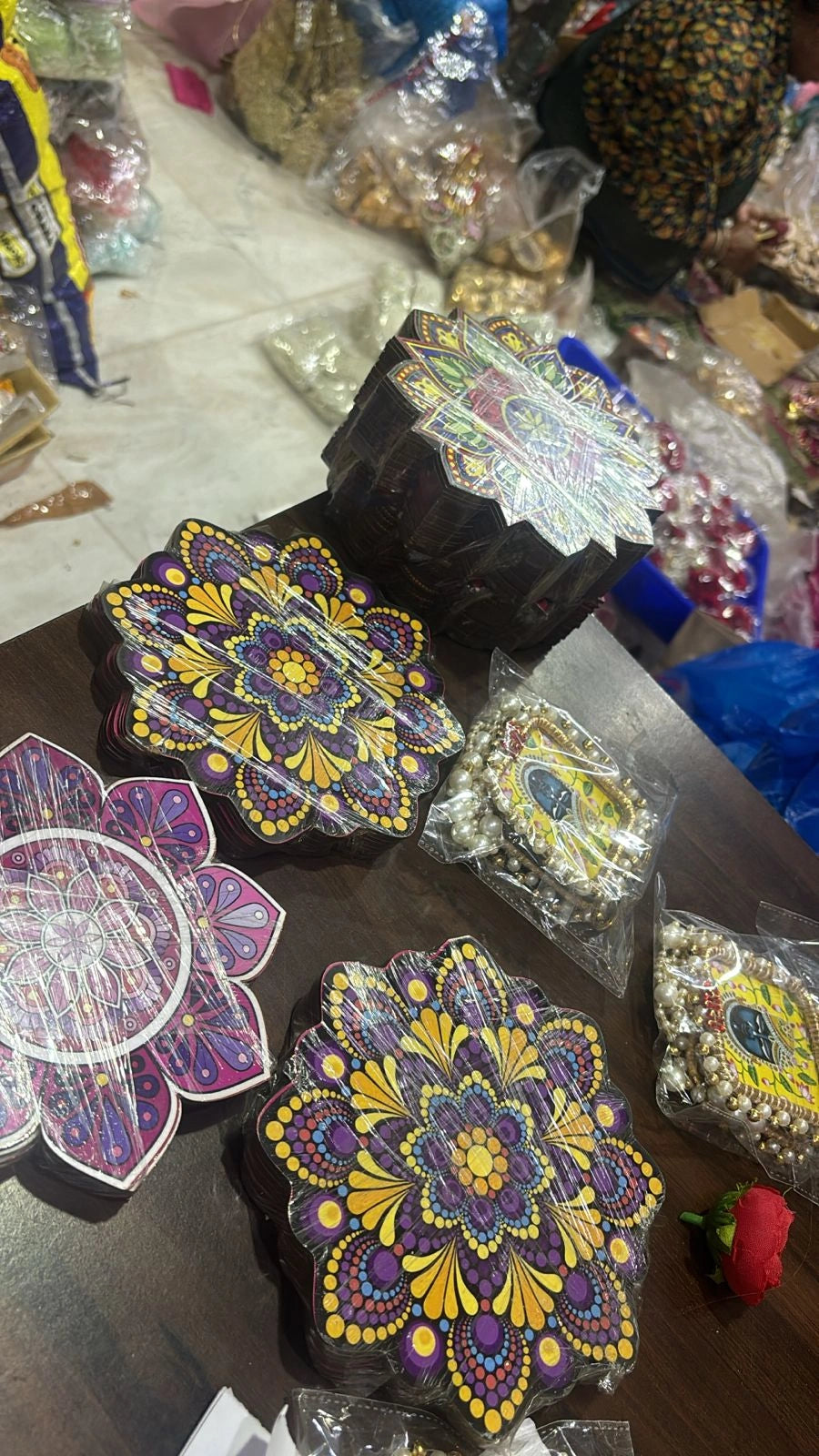 Printed MDF cutout T-light holder with decorative design for home and festive decoration