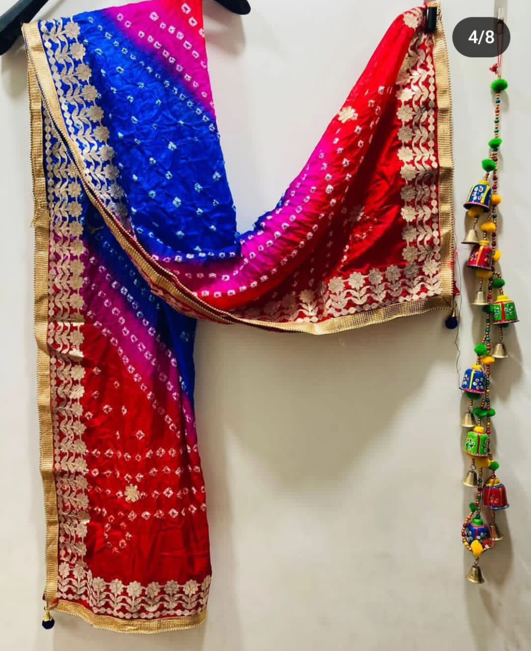 Handcrafted Rajasthani Bandhej dupatta for women with traditional tie dye design
