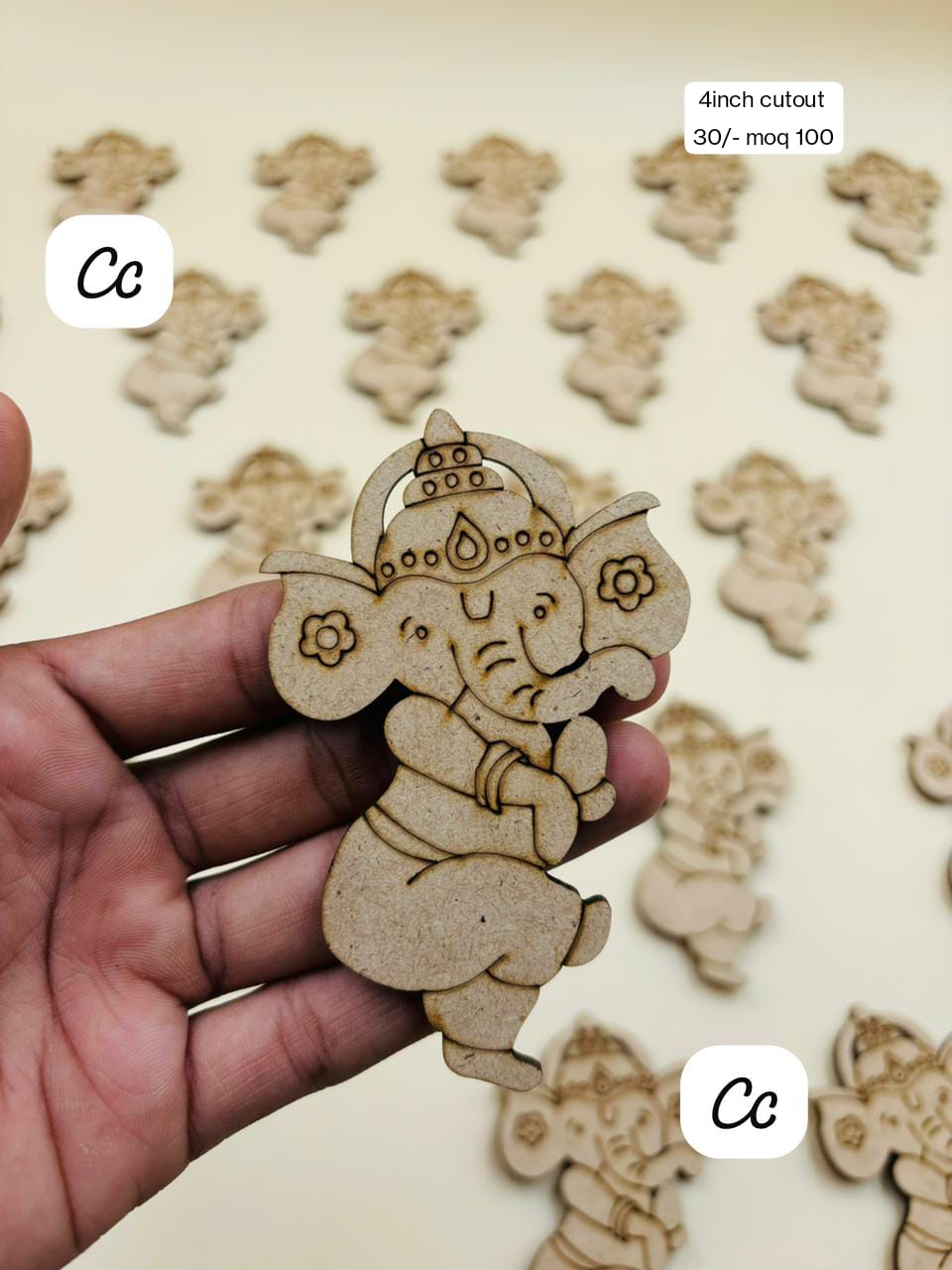 Ganesh Ji MDF art 4 inch decorative Lord Ganesha piece for home and pooja