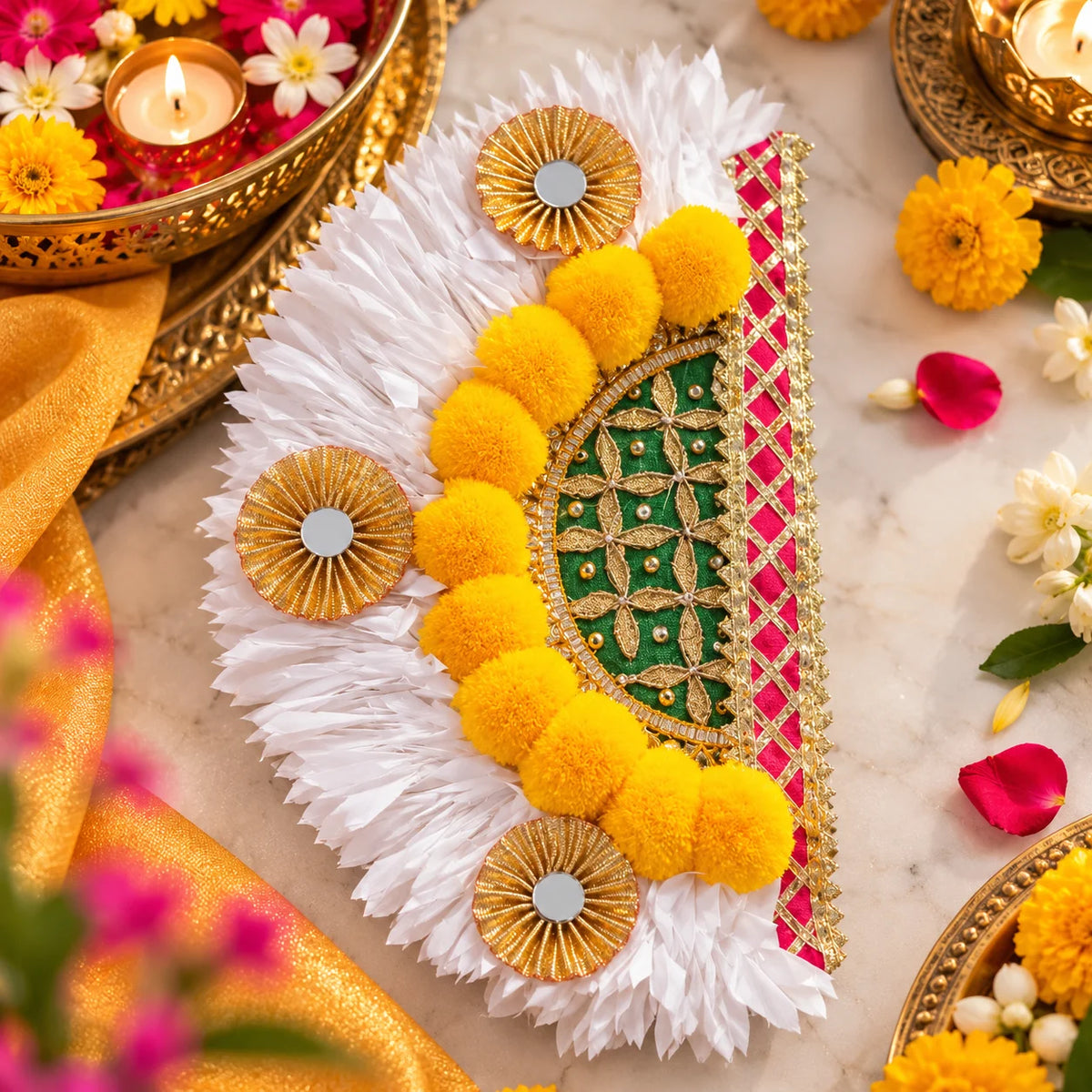 Traditional designer rangoli for Diwali home entrance and pooja decoration