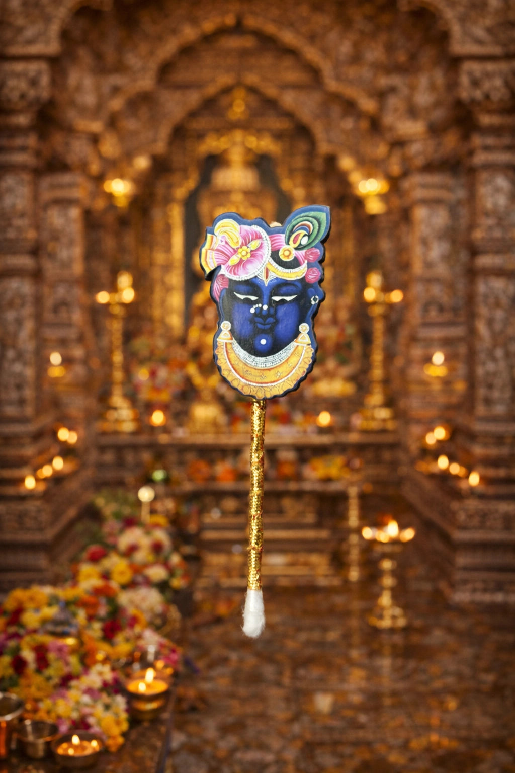 Traditional Shreenathji tilak stick used for applying roli chawal tilak in mandir pooja rituals