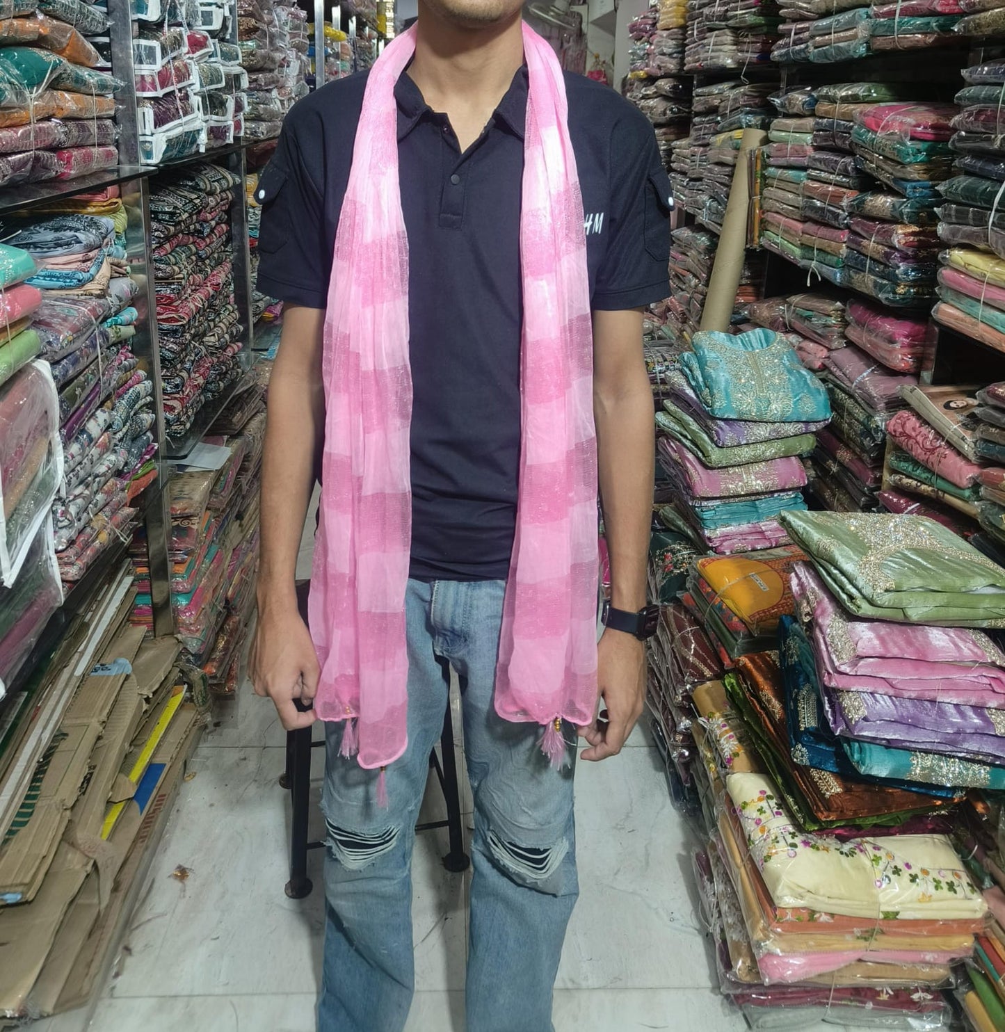 Soft pink bandhani dupatta for wedding and festive wear