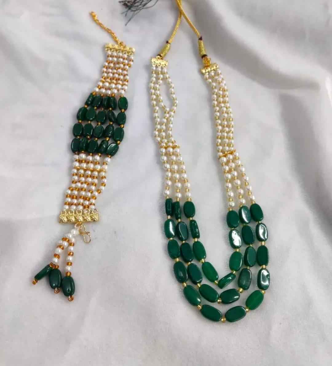 3 Layer Barat Swagat Mala with Bracelet – Premium Wedding Welcome Set