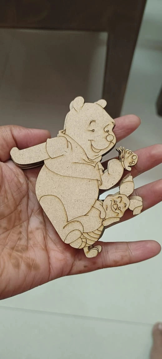 Adorable bear with cub MDF wooden cutout 4 inch for kids art and craft painting projects