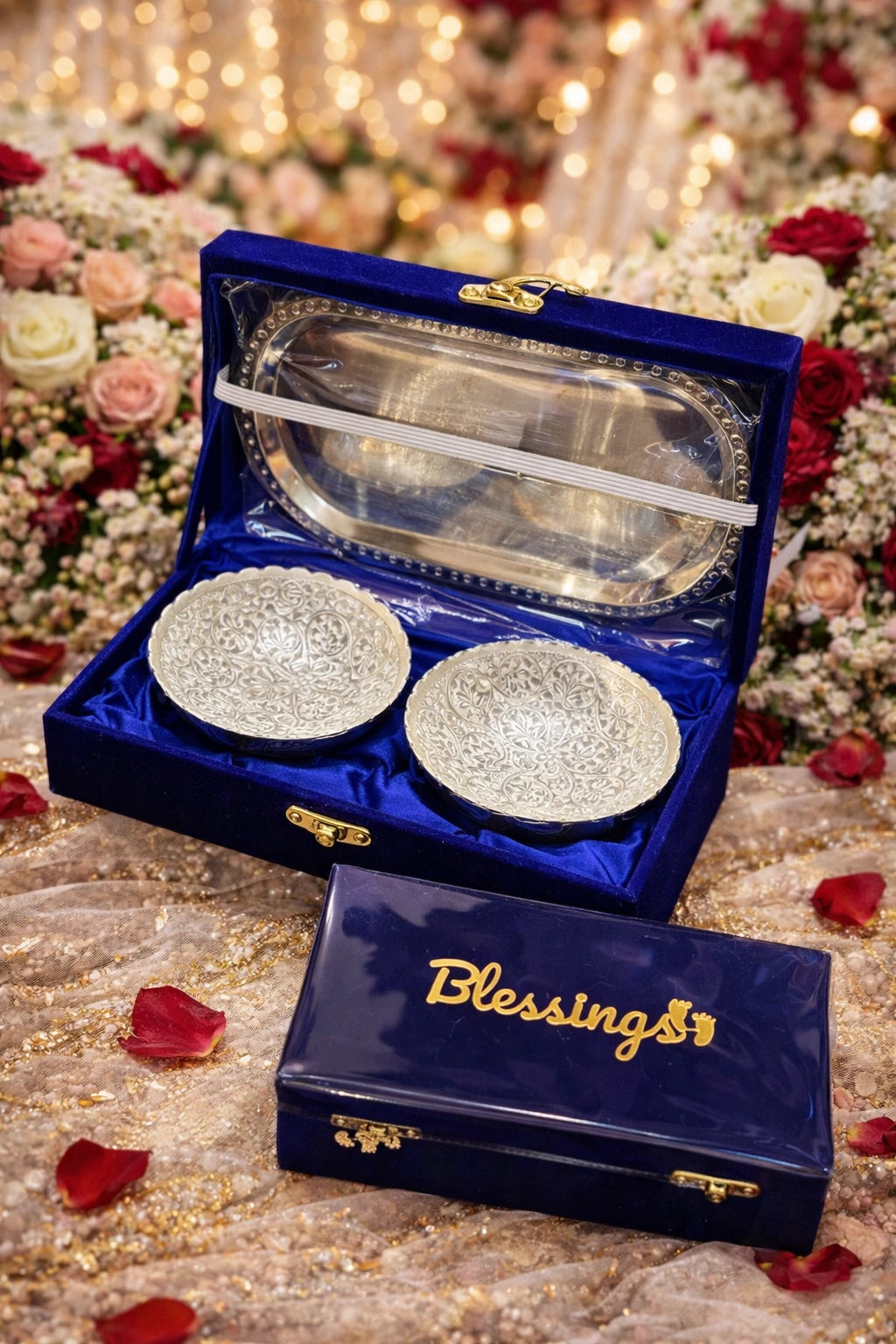 personalised silver bowl and spoon set for wedding gift with engraved name