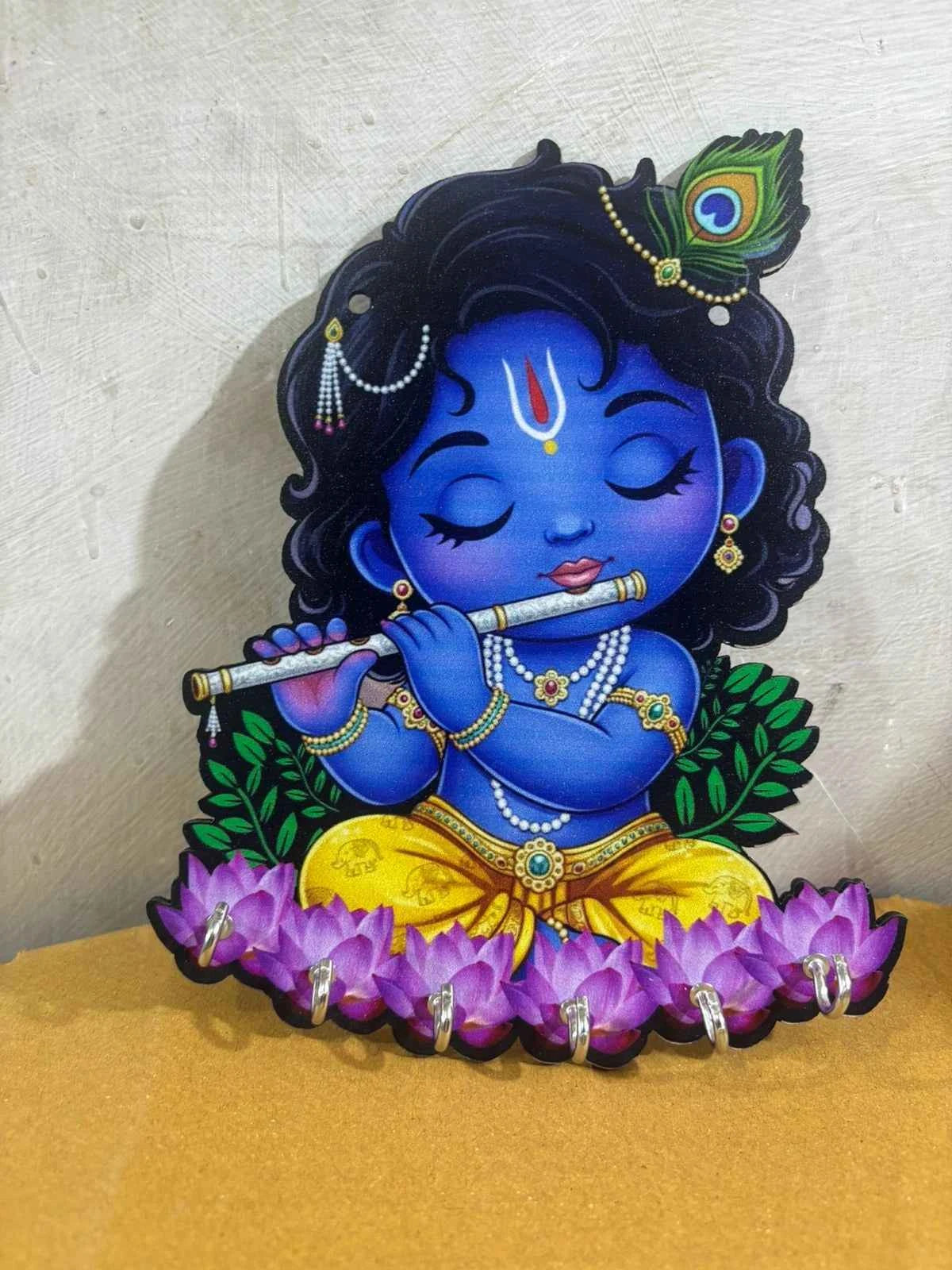 Shreenath Ji Krishna Decorative Wall Key Holder for Home Temple & Entrance