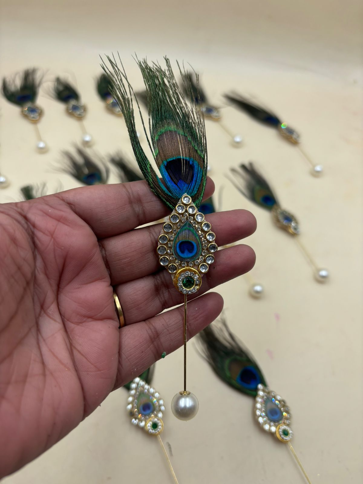 Designer Morphank Lepan Pin for Groom Wedding Attire