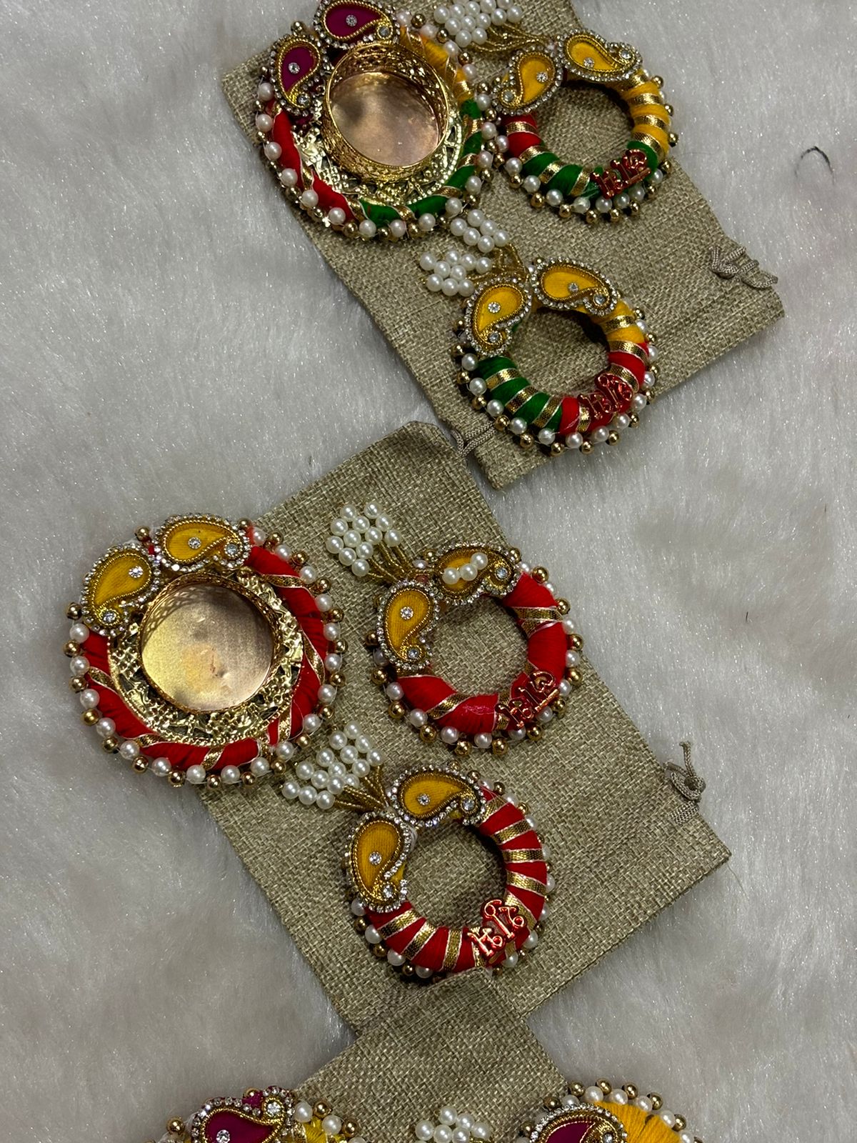 Shubh Labh T-Light jute potli set for Diwali pooja and festive home decoration