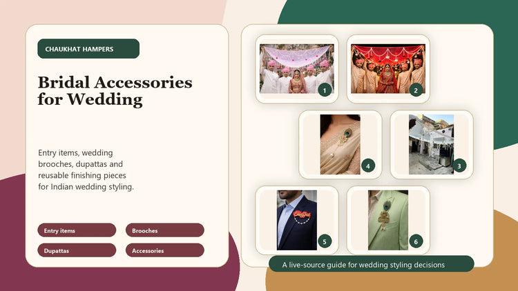 bridal accessories for wedding cover showing bridal entry items brooches dupattas and wedding accessories