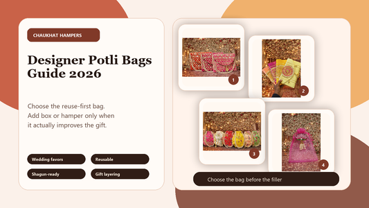 Designer Potli Bags Guide 2026: The Return-Gift Layer Guests Reuse After the Wedding