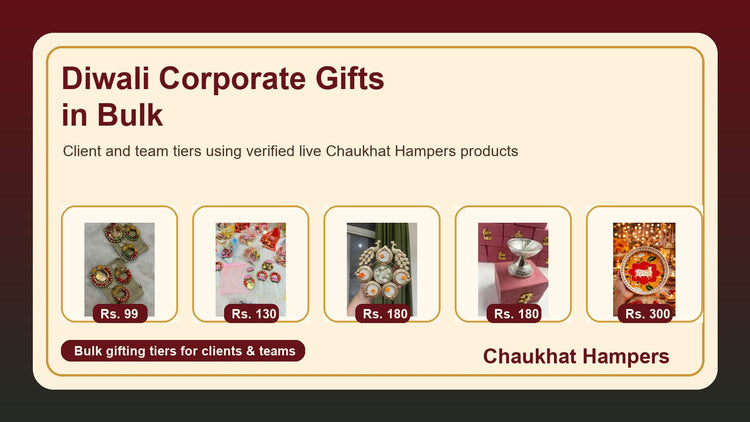 Diwali corporate gifts in bulk with Shubh Labh hamper German silver diya urli candle and festive baskets