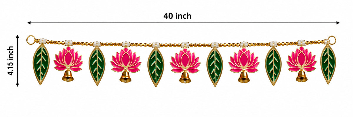 Lotus Leaf Banderwal Toran with Bells for Diwali | Traditional Main Door & Pooja Room Decoration