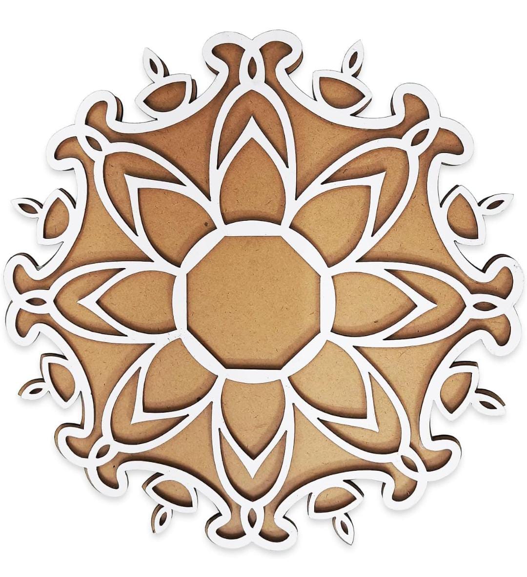 12 inch MDF rangoli stencil with diya deepak design for Diwali decoration
