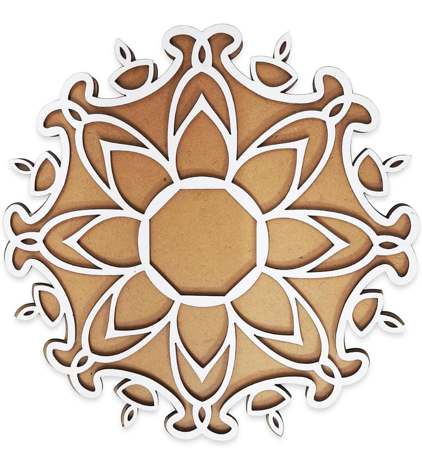 12 inch MDF rangoli stencil with diya deepak design for Diwali decoration