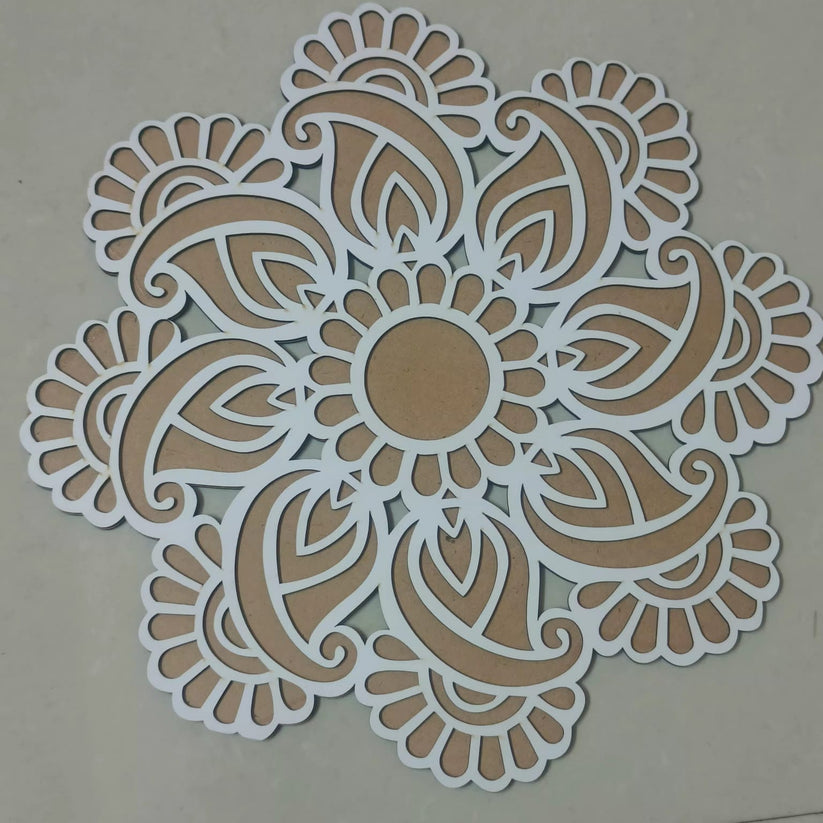 12 inch MDF rangoli stencil with Kerry design for easy festive decoration