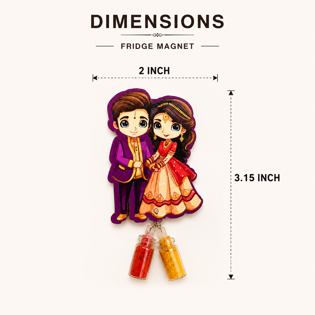 Cute Wedding Couple Haldi Kumkum Return Gift with Sindoor & Haldi Bottles