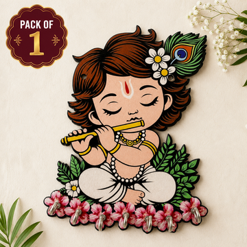 Baby Krishna Key Holder – Cute Krishna Wall Hanging for Home Decor, Pooja Room, Janmashtami & Return Gift