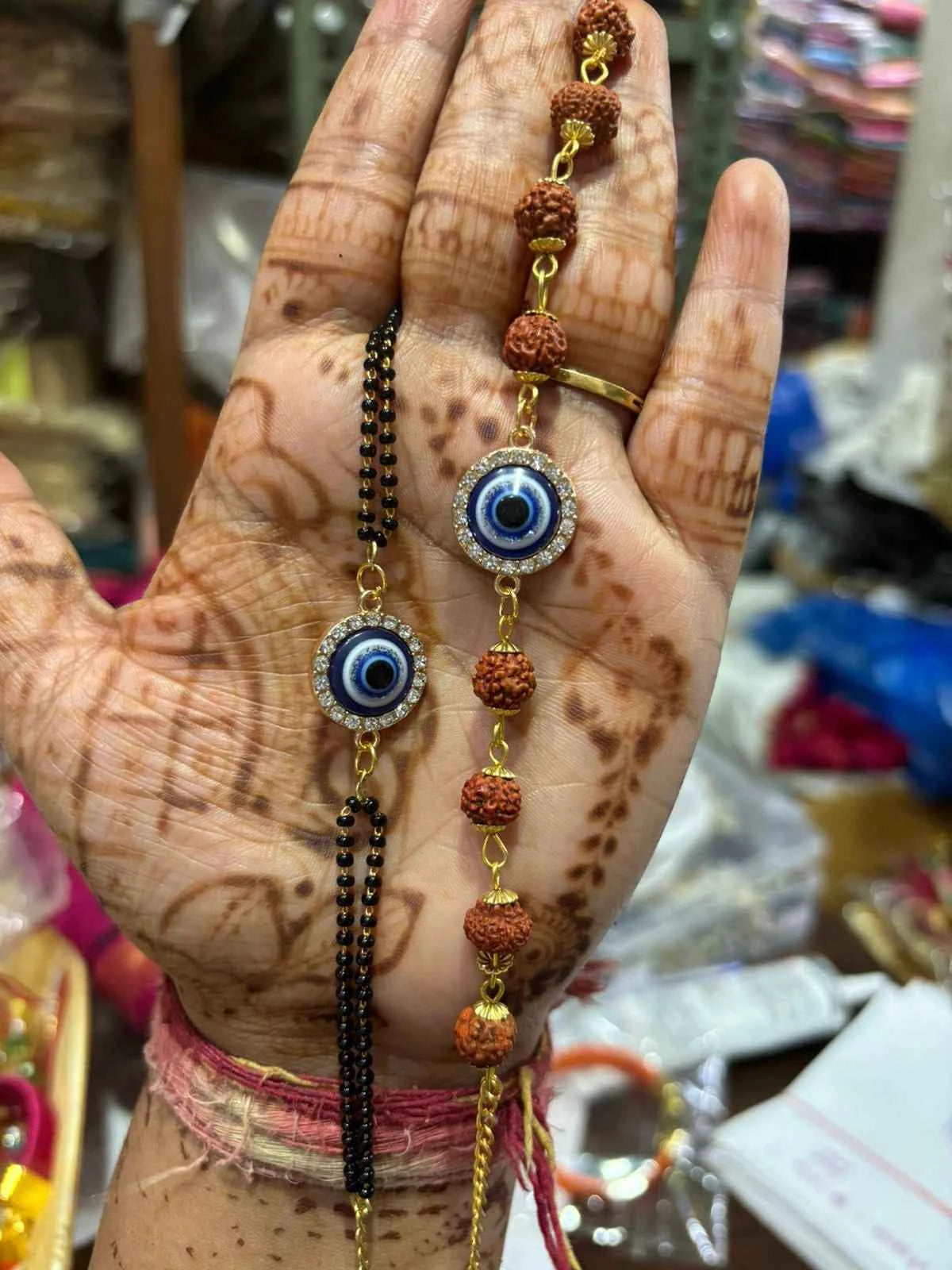 Black Bead Evil Eye Rakhi for Brother – Protective Nazar Rakhi