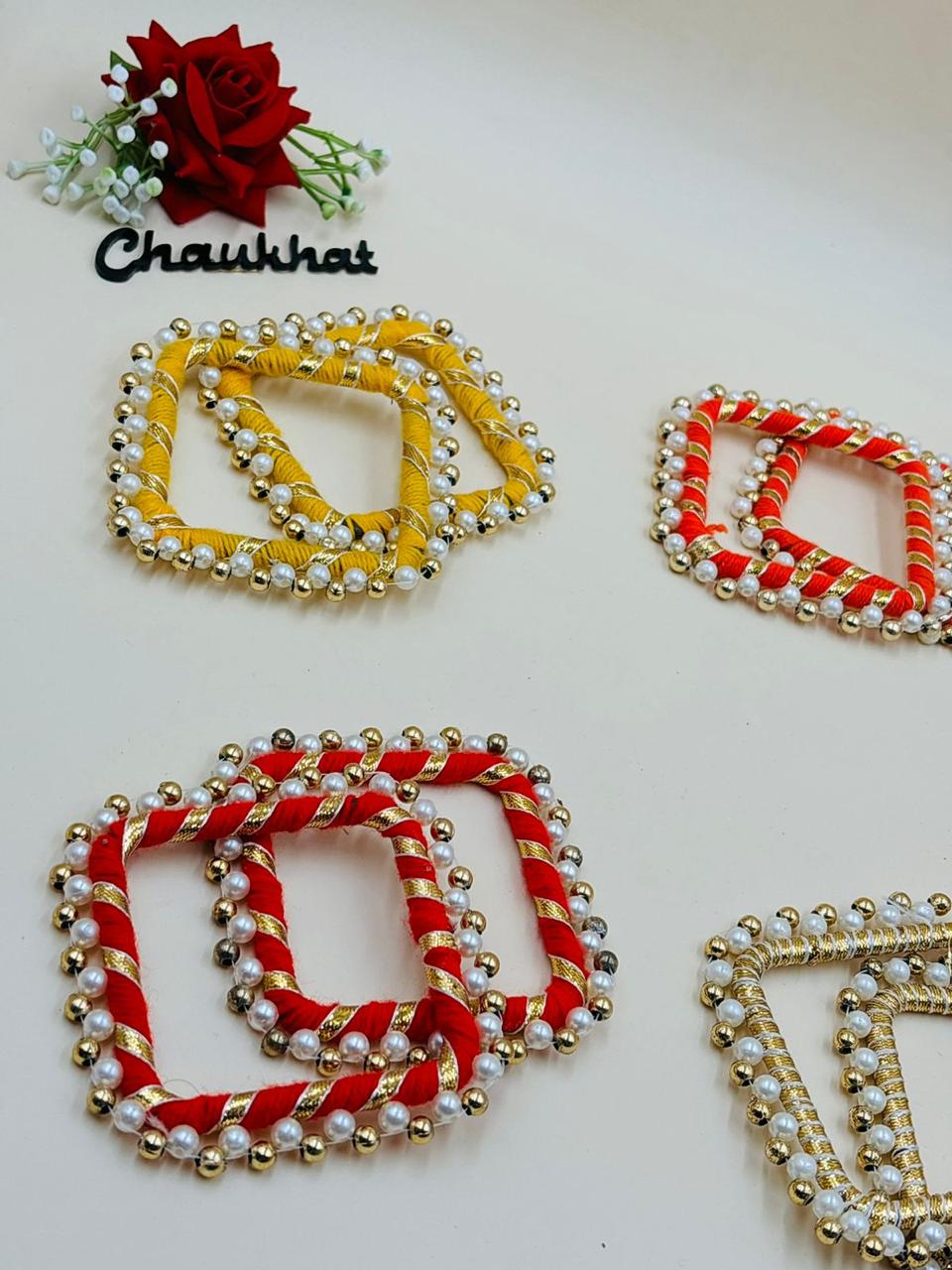 Designer hand jewellery pearl bangal  set