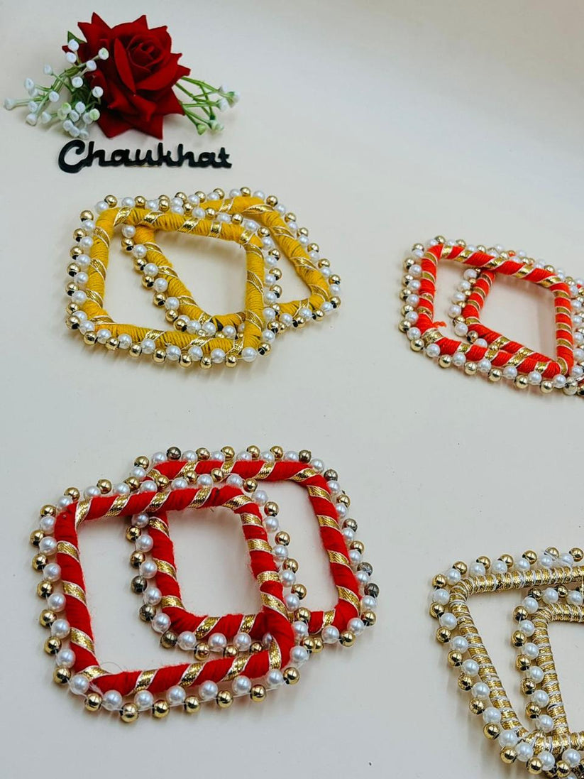 Designer hand jewellery pearl bangal  set