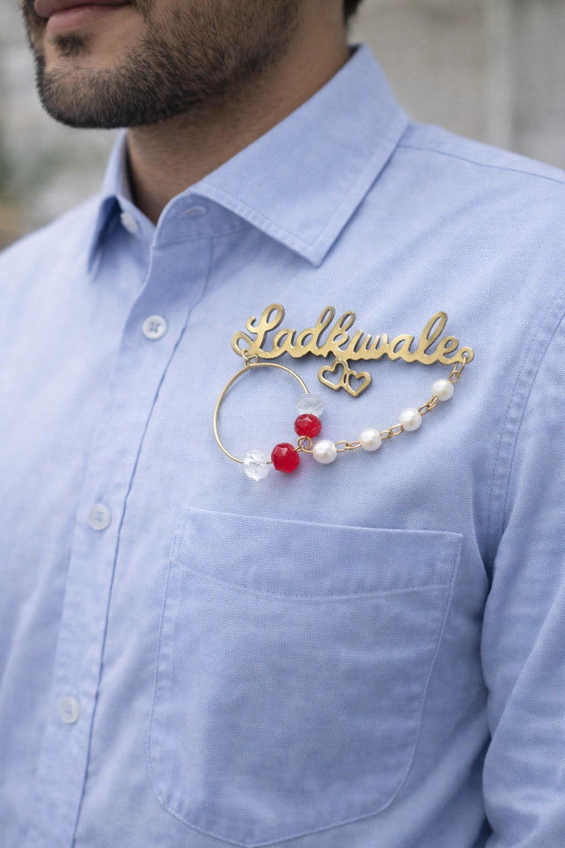 Wedding ladkiwale badge with pearl design
