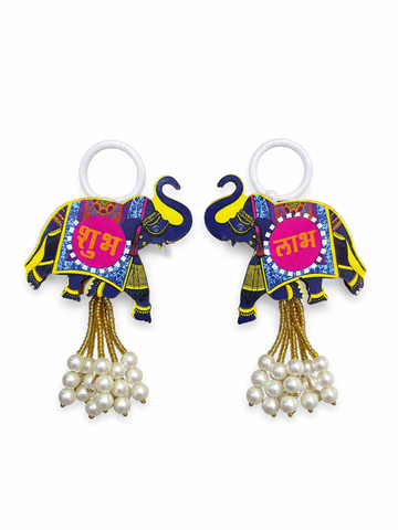 Elephant Design Shubh Labh Pair for Home Entrance