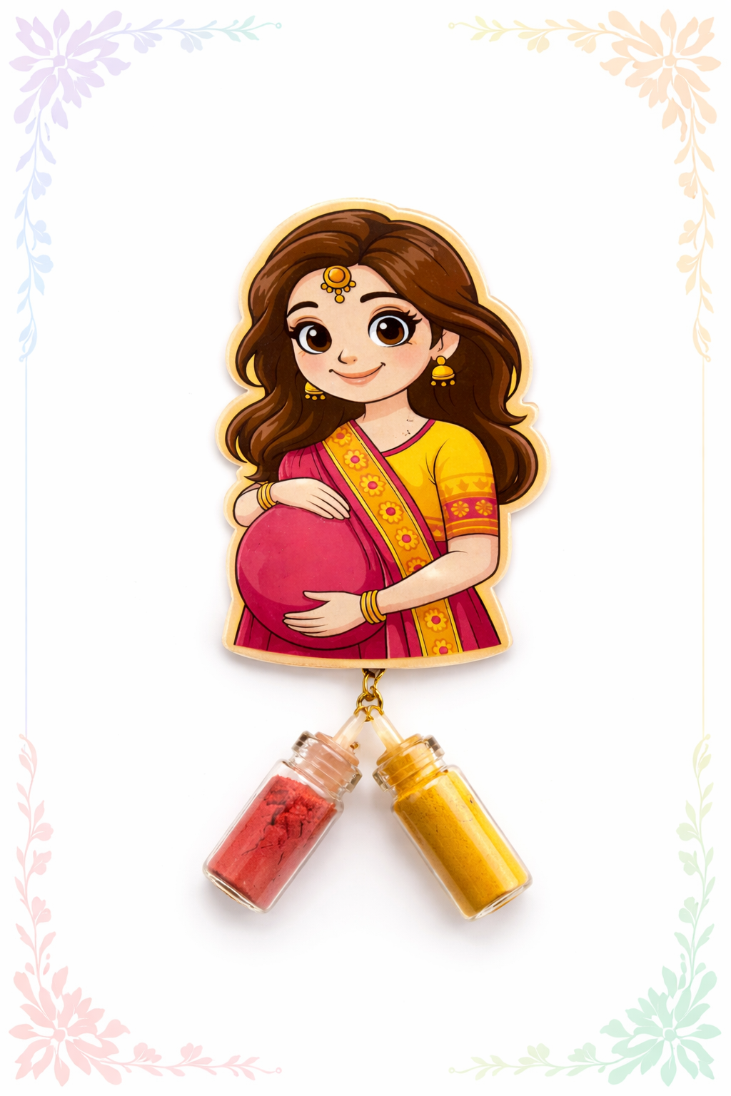 Pregnant Lady Cutout with Haldi Kumkum – Godh Bharai Return Gift