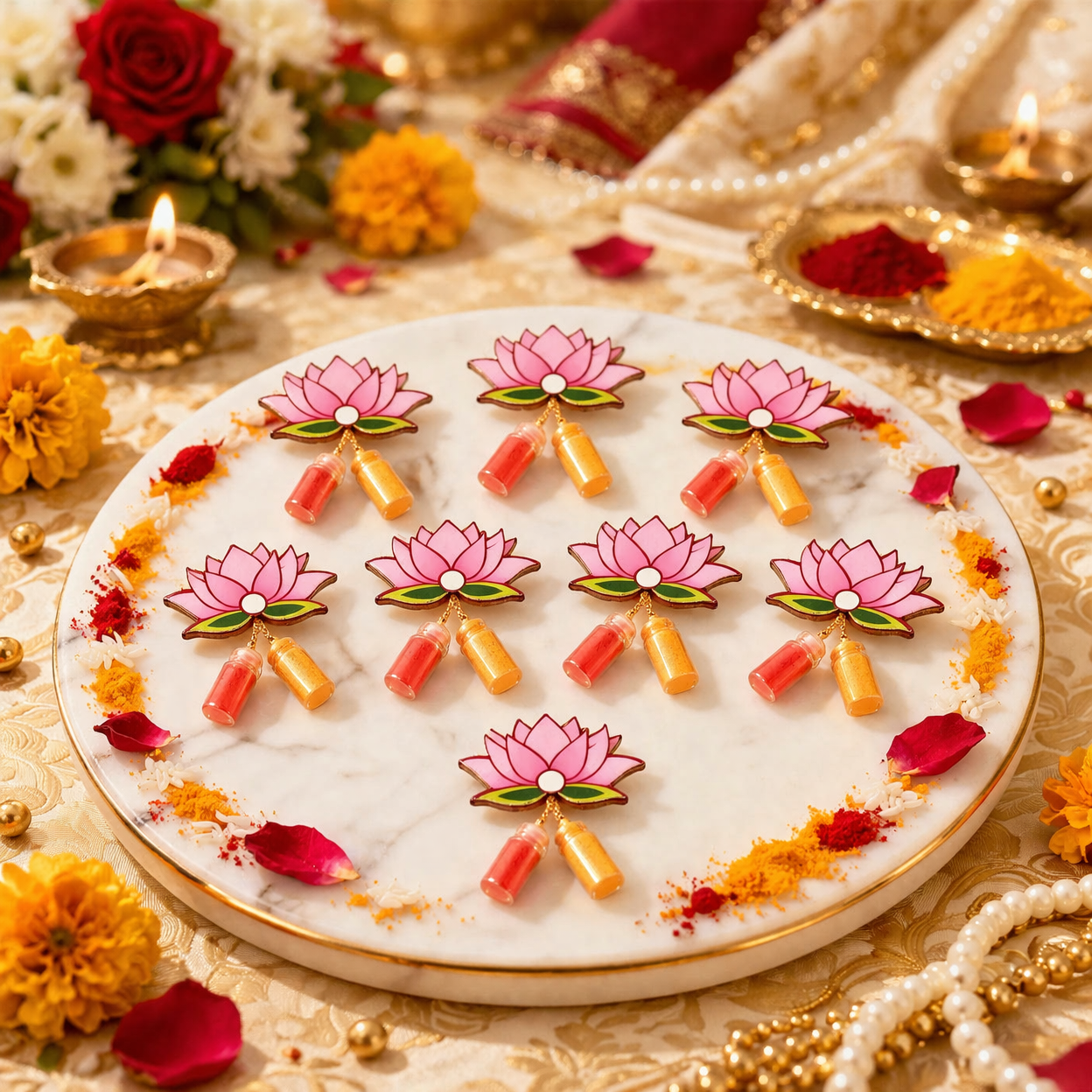 Lotus Shape Haldi Kumkum for Festivals