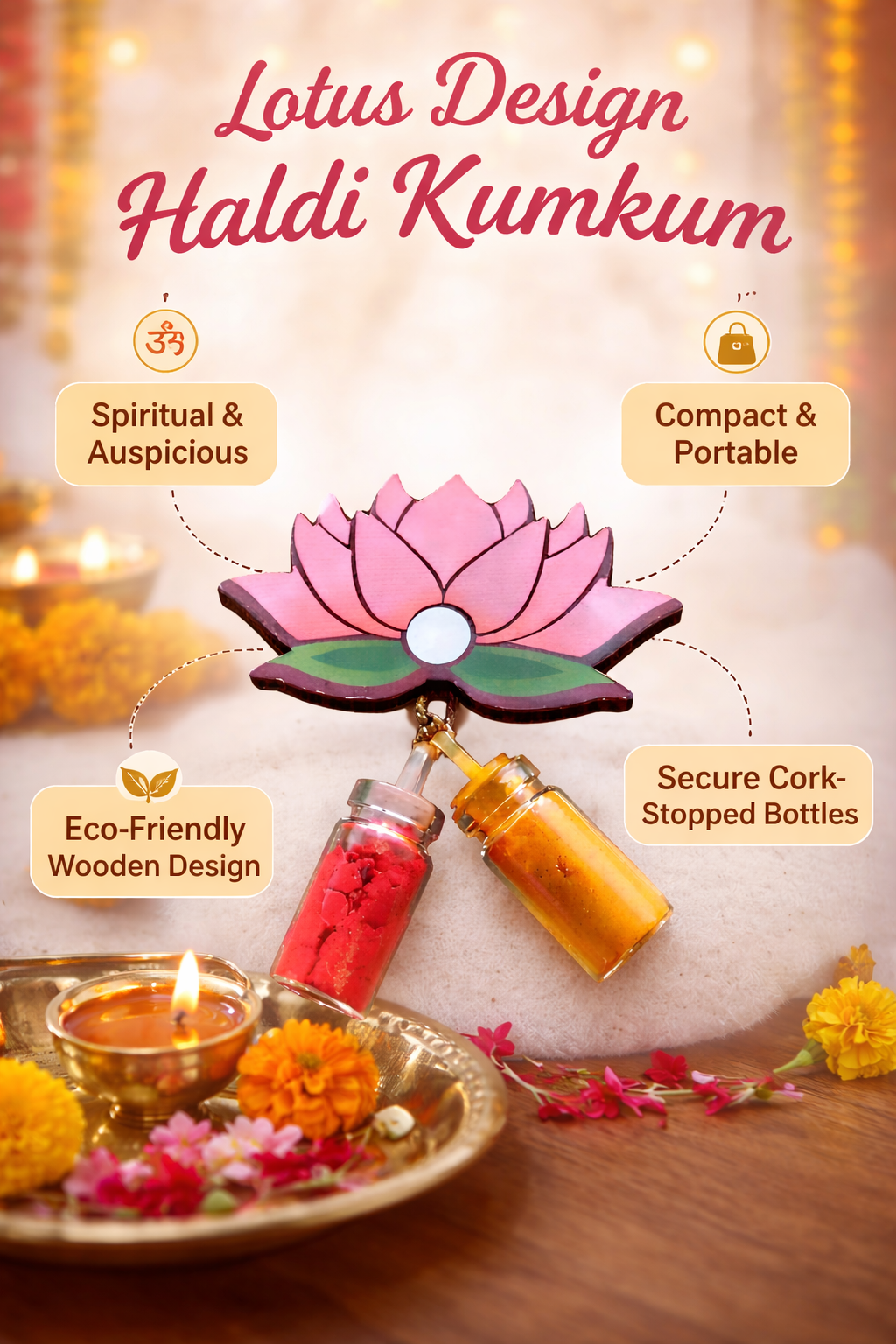 Lotus Shape Haldi Kumkum for Festivals