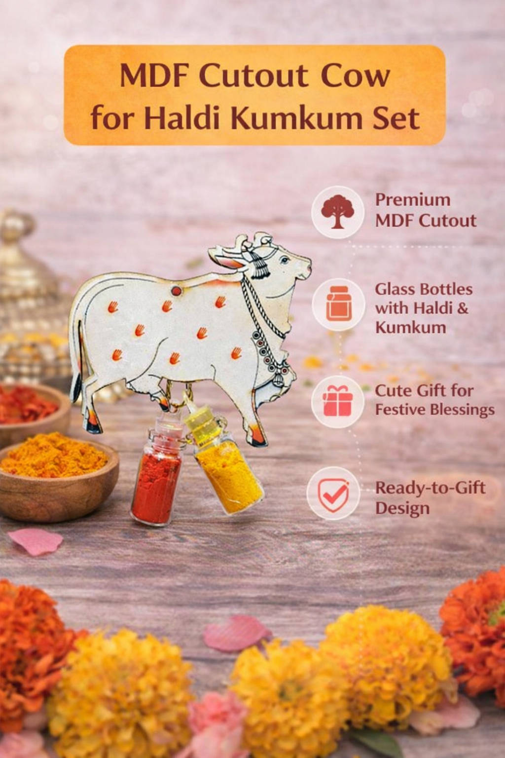 Designer Cow Theme Haldi Kumkum Set for Indian Ceremonies