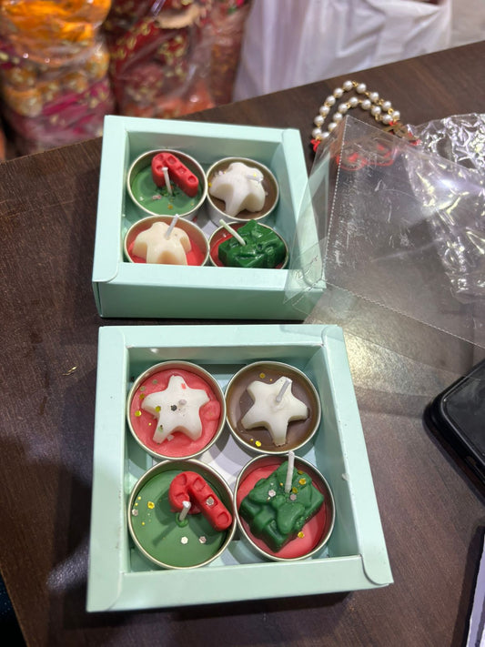 Christmas theme decorative candle gift box set of four for festive decor