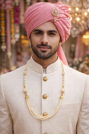 Classic royal pearl necklace for men traditional outfit